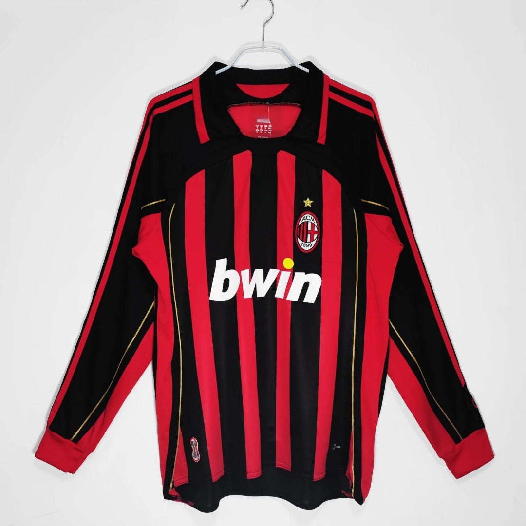 2006-2007 Maillot AC Milan Domicile Rétro  Manches Longues