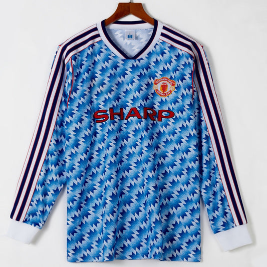 1990-1992 Manchester United Extérieur maillot Retro Manches Longues