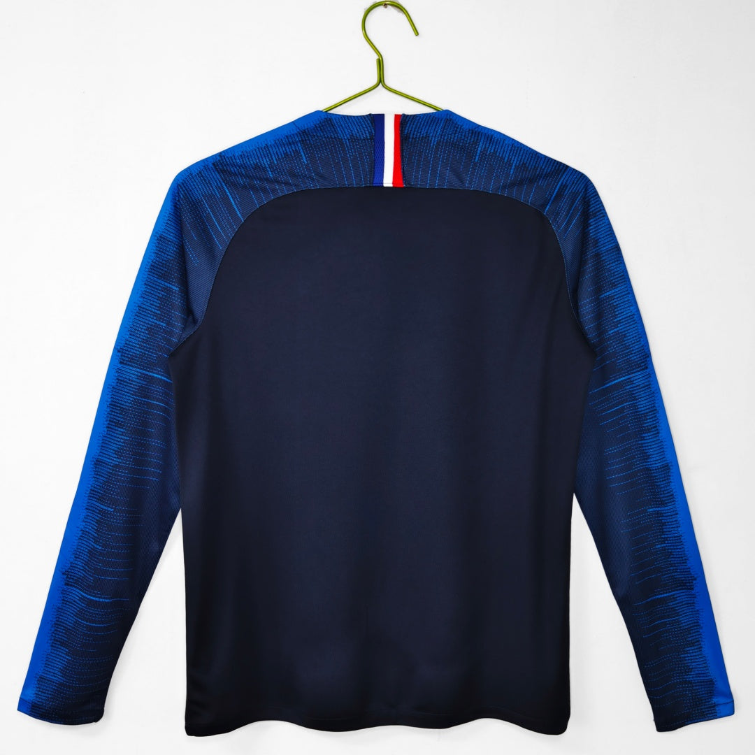 2018 Maillot Retro France Domicile Manches Longues