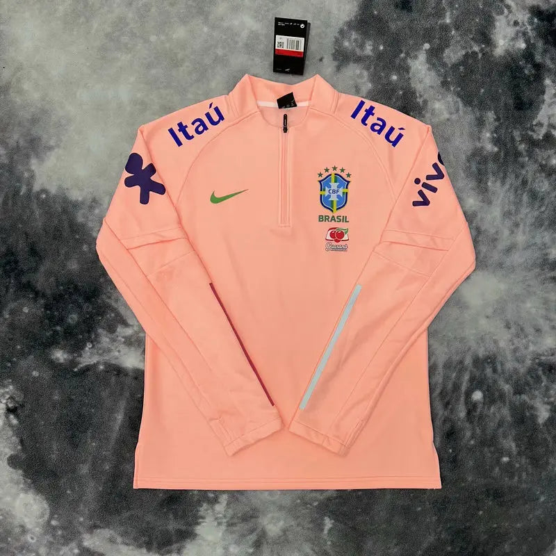 Pull zippé rose saumon brésil