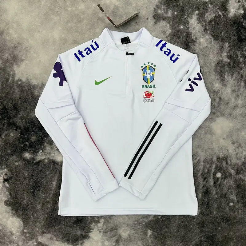 Pull Zippé blanc brésil
